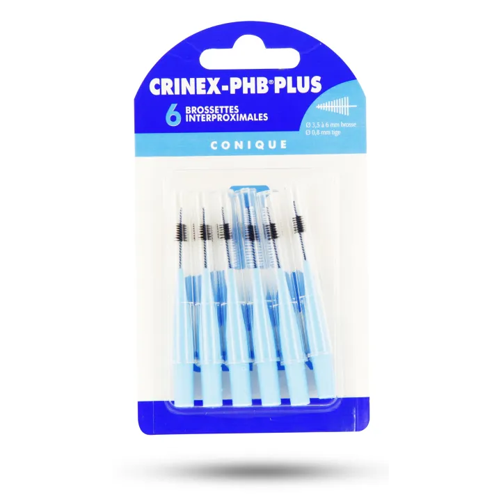 Crinex PHB Plus conique - Boite de 6 brossettes interdentaires bleus