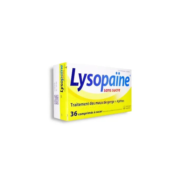 Lysopaïne sans sucre comprimé à sucer maux de gorge Aphtes