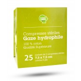 Compresses stériles gaze hydrophile 7,5 cm x 7,5 cm - Marque verte