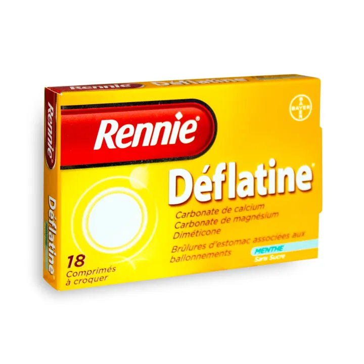 Rennie Déflatine menthe sans sucre brûlures d'estomac - Boite de 18 comprimés