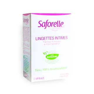 Saforelle Lingettes intimes fraîcheur et douceur 10 sachets individuels