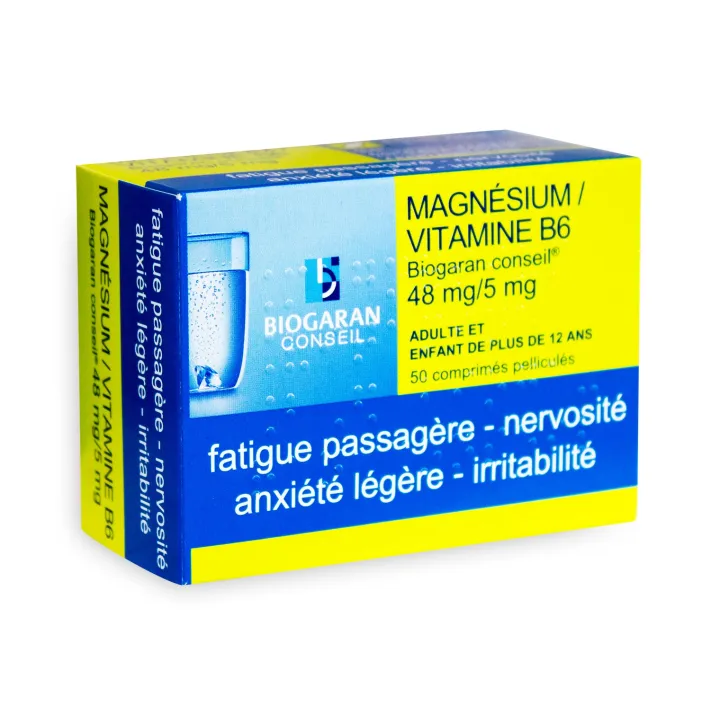 Magnésium/Vitamine B6 Biogaran Conseil 48 mg/5 mg 50 comprimés - Fatigue passagère