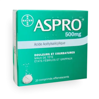 Aspro 500 mg douleurs et courbatures - 36 comprimés effervescents