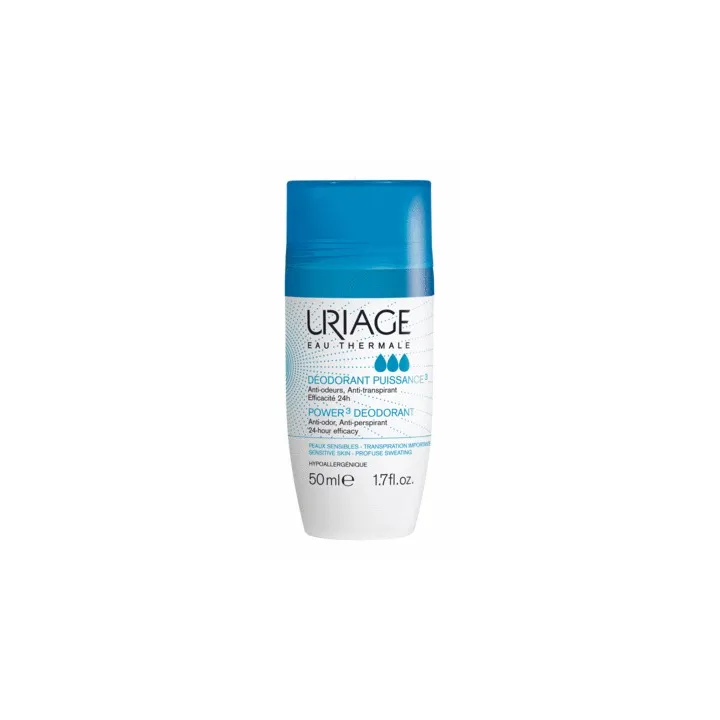 Uriage déodorant puissance 3 anti-transpirant 24h stick 50 ml - Peaux sensibles