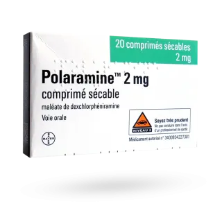 Polaramine 2 mg allergie 20 comprimés sécables