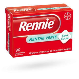 Rennie menthe verte sans sucre 96 comprimés à croquer