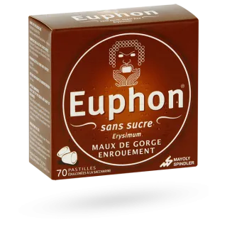 Euphon sans sucre maux de gorge et enrouement - 70 pastilles à sucer