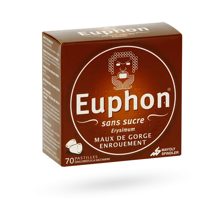Euphon sans sucre maux de gorge et enrouement - 70 pastilles à sucer