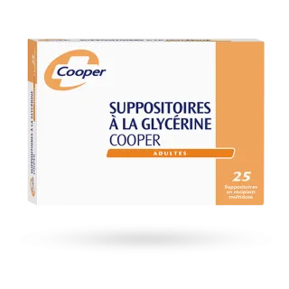 Suppositoires glycérine adultes Cooper boite de 25, 50, ou 100