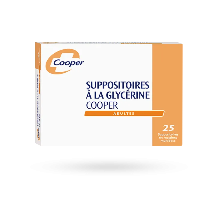Suppositoires glycérine adultes Cooper boite de 25, 50, ou 100