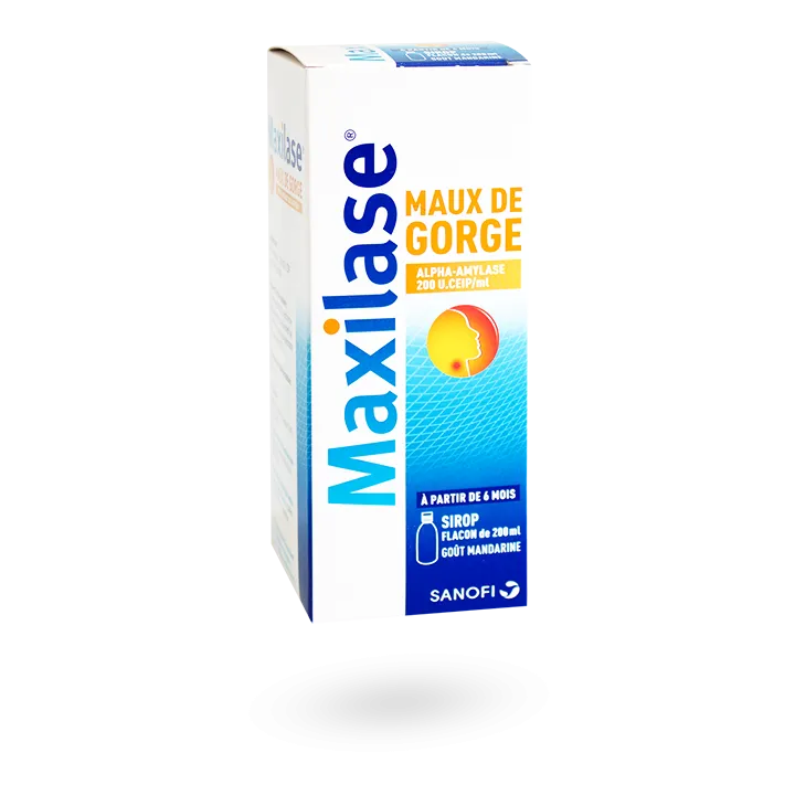 Maxilase sirop maux de gorge goût mandarine - Flacon de 200 ml