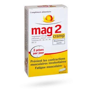 Mag 2 Cramp magnésium marin crampes musculaires 30 comprimés