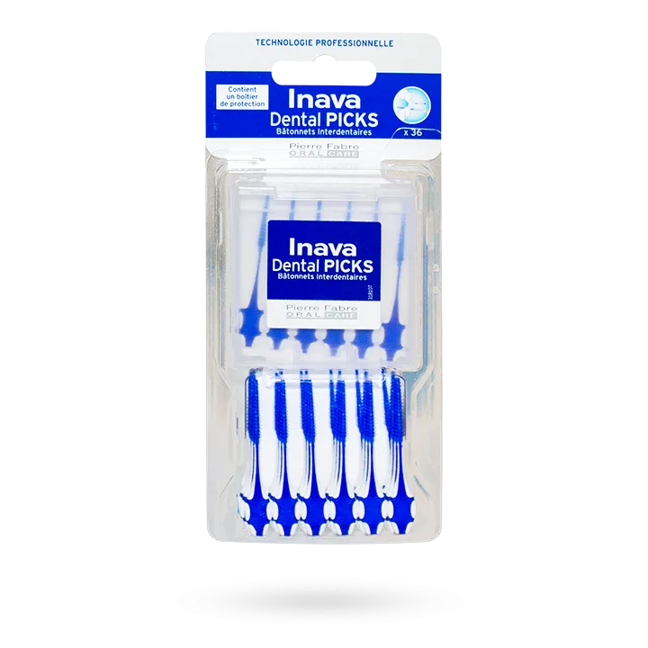 Inava Dental Picks bâtonnets interdentaires 36 brossettes interdentaires