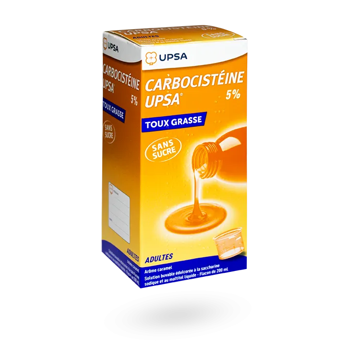 Carbocistéine 5% UPSA sirop toux grasse adultes 200 ml