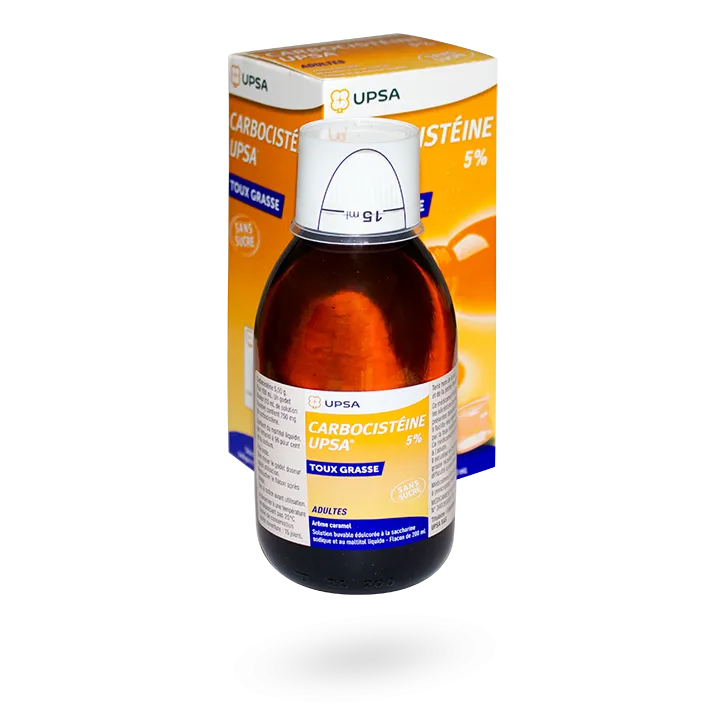 Carbocistéine 5% UPSA sirop toux grasse adultes 200 ml