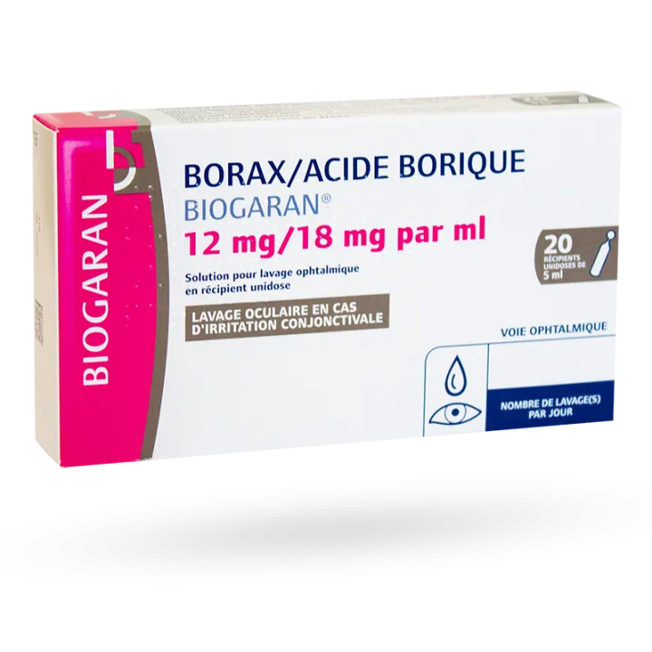 Borax/Acide borique Biogaran lavage oculaire 20 unidoses