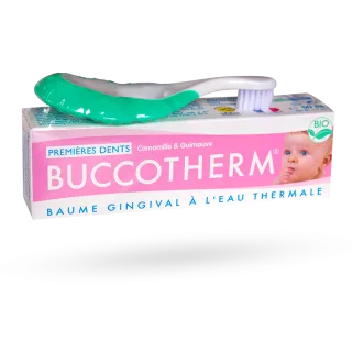 Buccotherm baume gingival premières dents à l'eau thermale BIO Kit poussées dentaires Buccotherm baume gingival premières dents à l'eau thermale BIO Kit poussées dentaires
