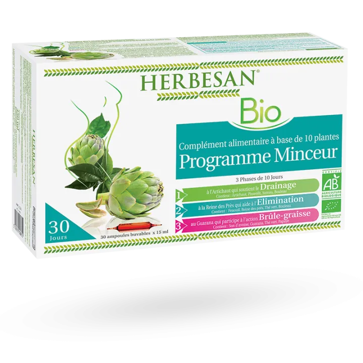 Programme minceur BIO Herbesan 10 plantes 30 ampoules