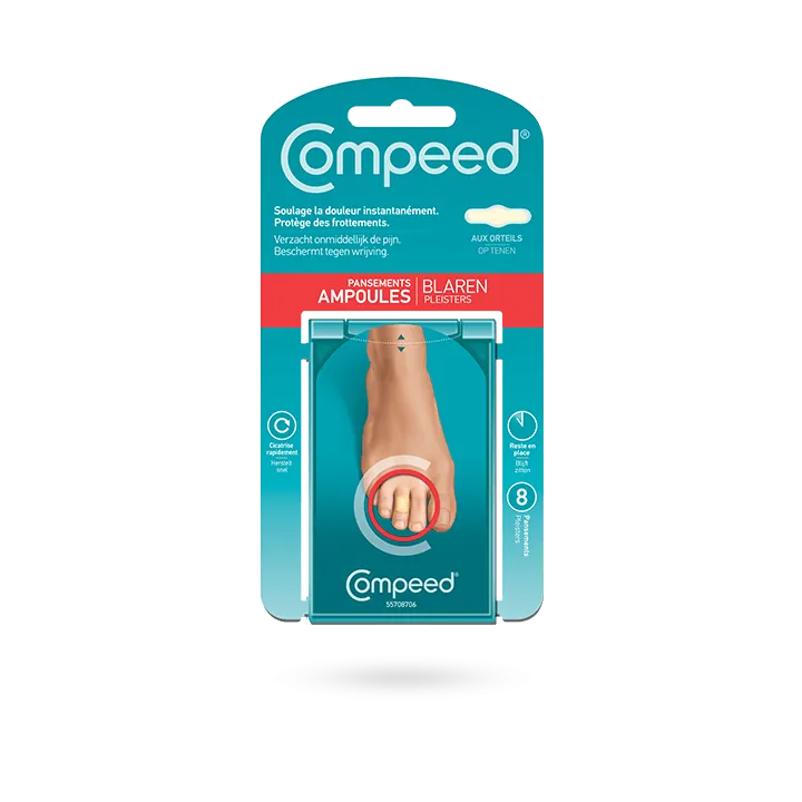 Pansements ampoules orteils Compeed 8 pansements