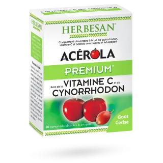 Herbesan Acérola Premium goût cerise 30 comprimés à croquer