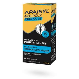 Apaisyl anti-poux Xpress 15' lotion 2 en 1 flacon de 100 ml + peigne