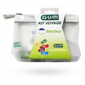GUM Kit voyage Blancheur - Brosse à dents, bâtonnet, dentifrice, bain de bouche