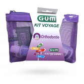 GUM Kit voyage Orthodontie - Brosse à dents, cire ortho, dentifrice, bain de bouche
