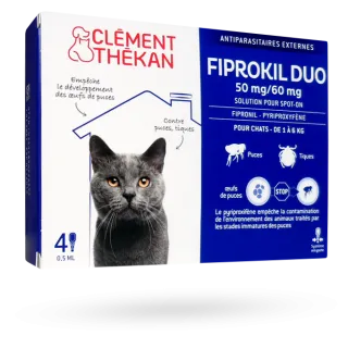 Fiprokil Duo Clément Thékan solution pour spot-on chat - 4 pipettes