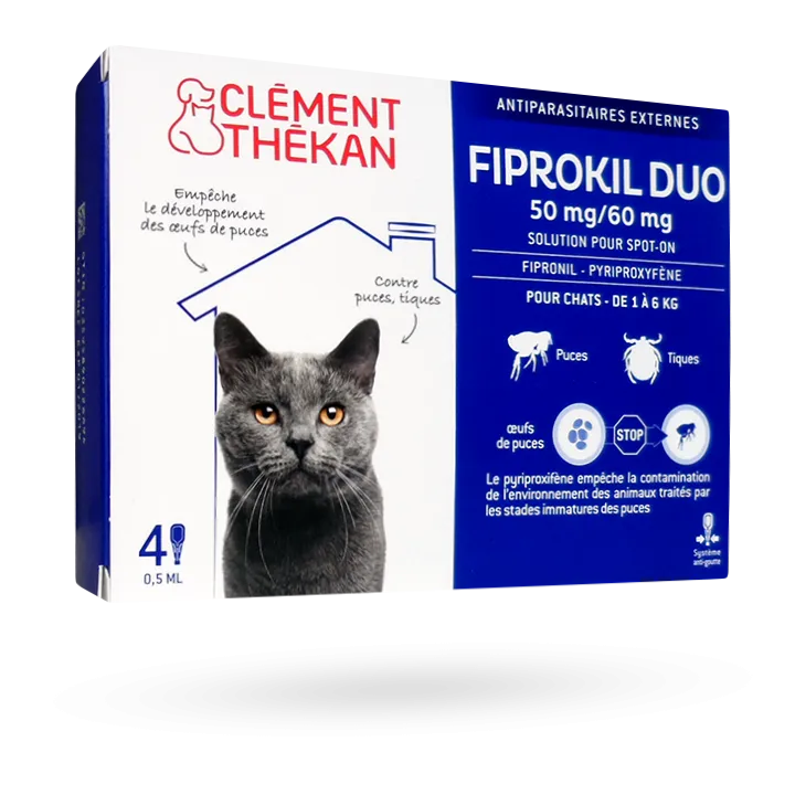 Fiprokil Duo Clément Thékan solution pour spot-on chat - 4 pipettes