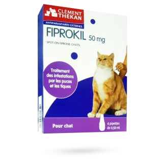 Fiprokil 50 mg chats Clément Thékan - Boite de 4 pipettes 0.50 ml