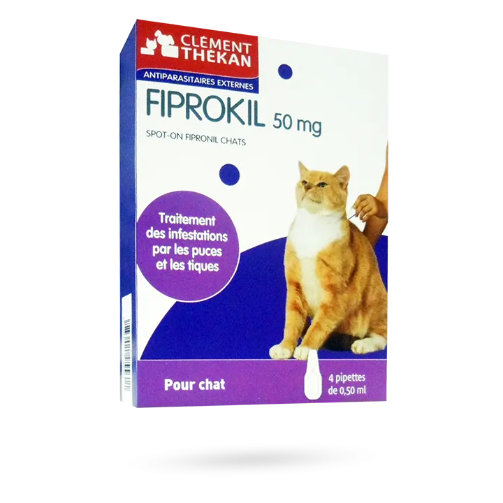 Fiprokil 50 mg chats Clément Thékan - Boite de 4 pipettes 0.50 ml