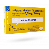 Cétylpyridinium/Lysozyme 1,5 mg/20 mg sans sucre Biogaran - 36 comprimés à croquer