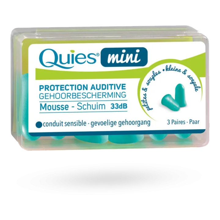 Boules Quies Mini Mousse conduit sensible 33 dB - 3 paires