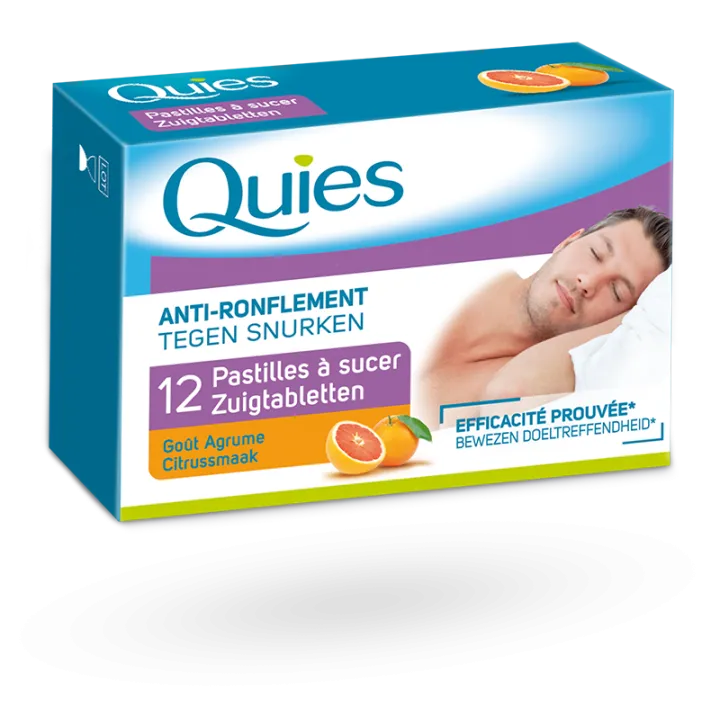 Pastilles anti-ronflement Quies goût agrume 12 pastilles à sucer