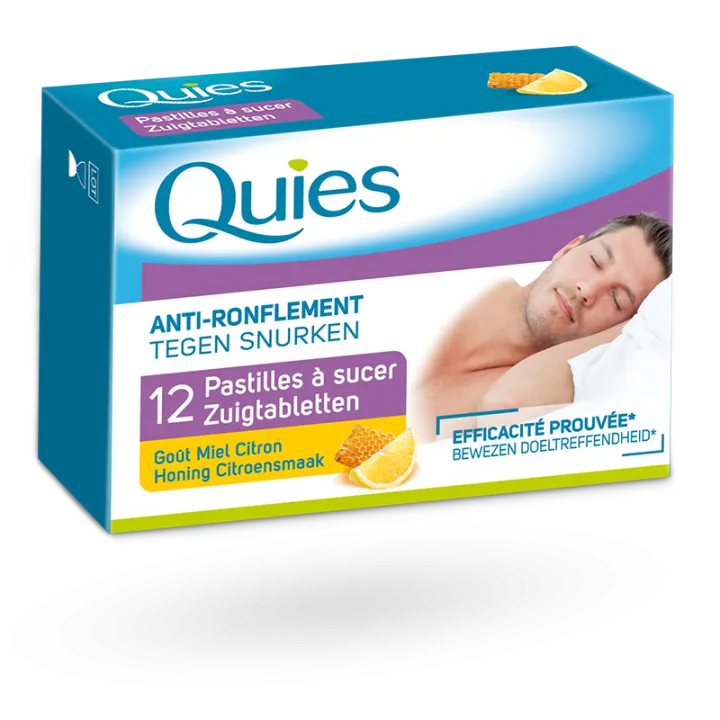 Pastilles anti-ronflement Quies goût miel-citron 12 pastilles à sucer