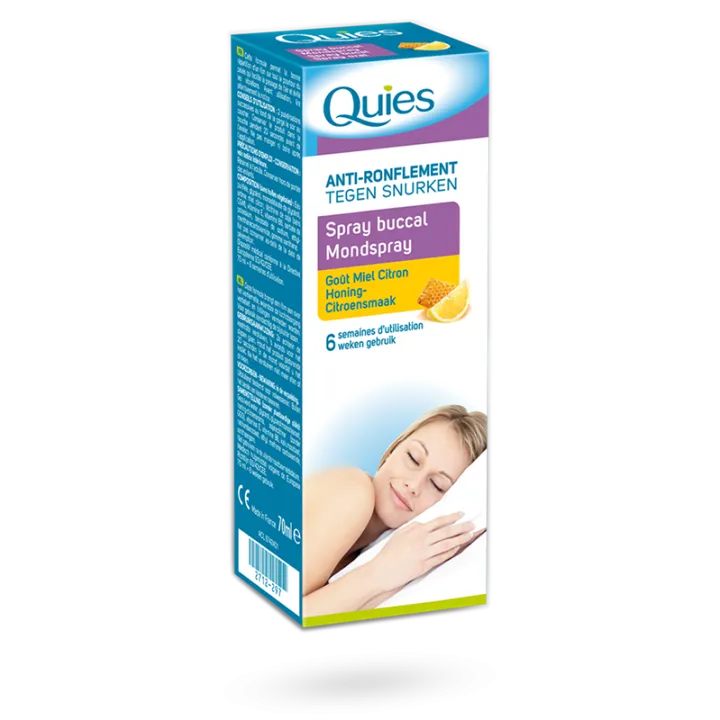 Spray buccal anti-ronflement Quies goût miel citron 70 ml