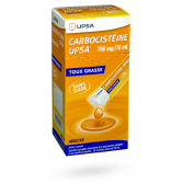 Carbocistéine UPSA 750 mg/15 ml Toux grasse sans sucre - 15 sachets de 15 ml