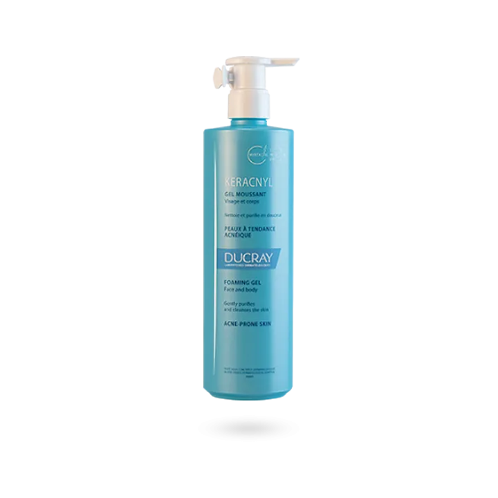 Keracnyl gel moussant visage et corps Ducray flacon pompe de 400 ml