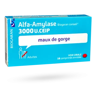 Alfa-Amylase 3000 U.Ceip Biogaran maux de gorge 18 comprimés