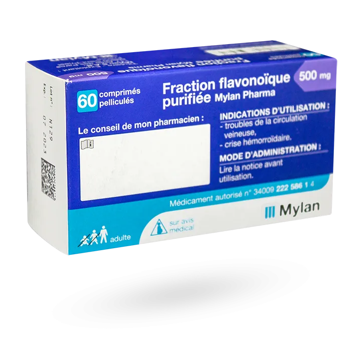 Fraction flavonoïque purifiée 500 mg Mylan