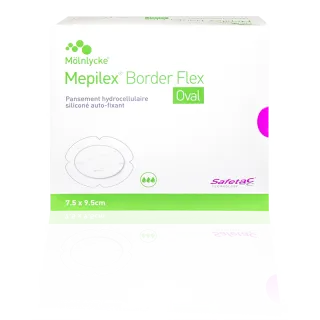 Mepilex Border Flex Oval pansement hydrocellulaire siliconé auto-fixant