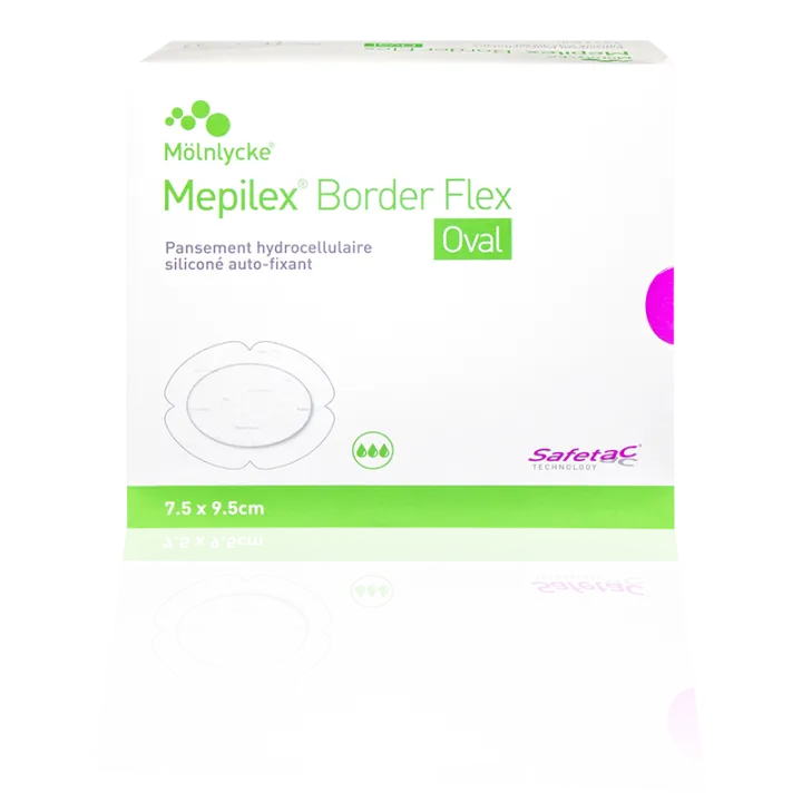 Mepilex Border Flex Oval pansement hydrocellulaire siliconé auto-fixant
