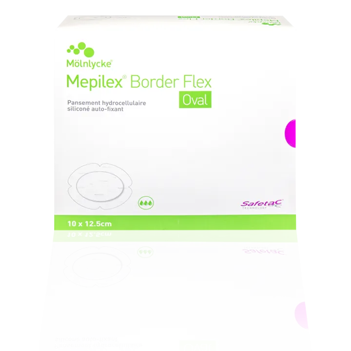 Mepilex Border Flex Oval pansement hydrocellulaire siliconé auto-fixant