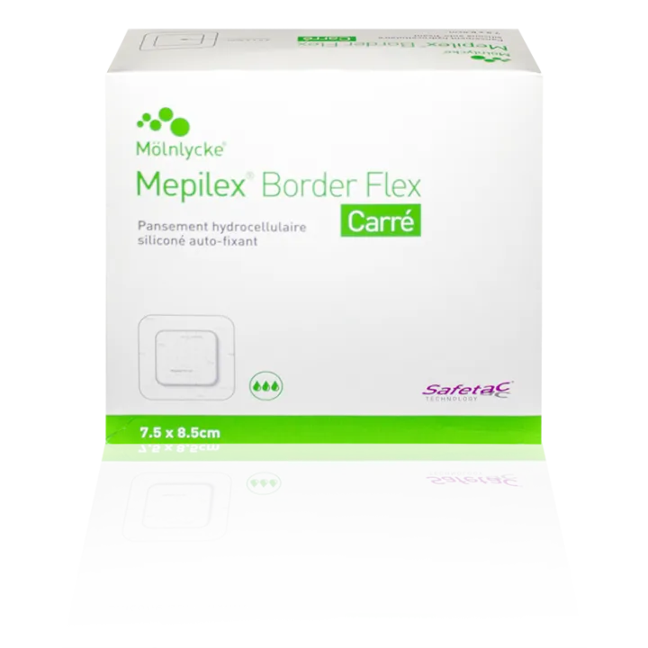 Mepilex Border Flex Carré - Pansement hydrocellulaire siliconé auto-fixant