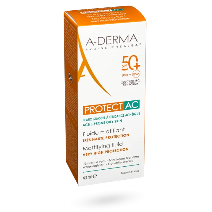 A-derma Protect AC fluide matifiant visage très haute protection solaire SPF 50+ 40 ml