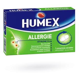 Humex allergie 10 mg Cétirizine boite de 7 comprimés