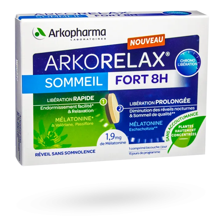 Arkorelax sommeil fort 8h libération prolongée 15 comprimés