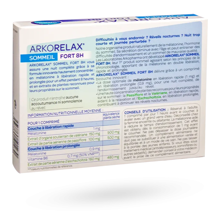 Arkorelax sommeil fort 8h libération prolongée 15 comprimés