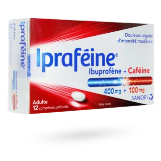 Ipraféine ibuprofène 400 mg caféine 100 mg 12 comprimés