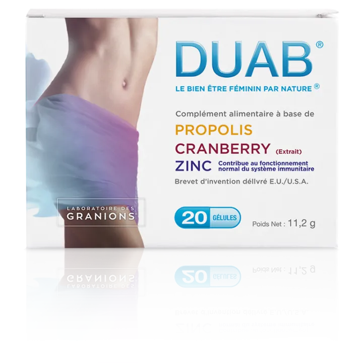 DUAB bien-être féminin Propolis, Cranberry et Zinc - 20 ou 60 gélules